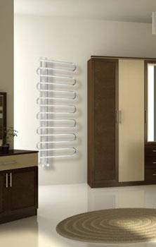 A heated towel rail in a kitchen