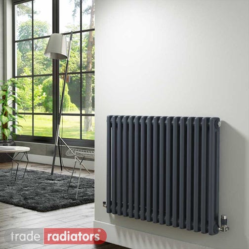 An anthracite column radiator in a house