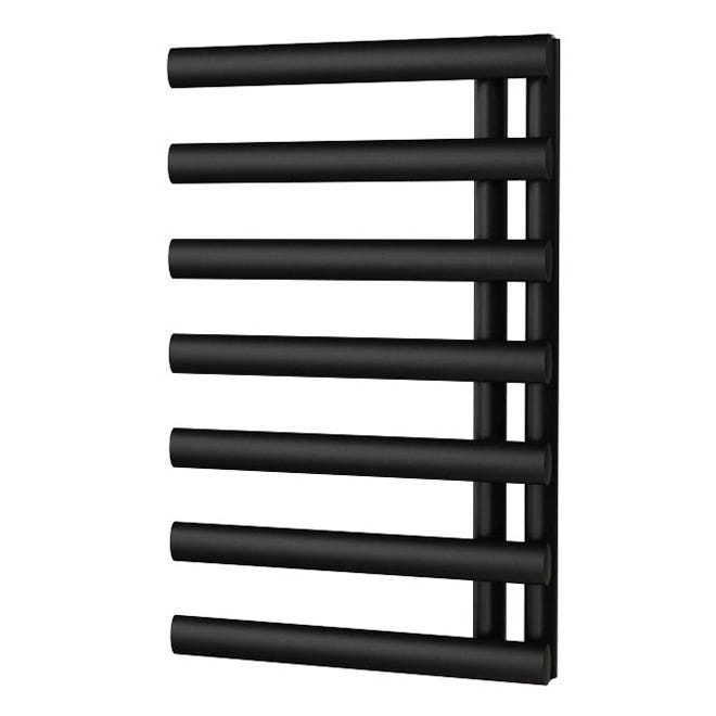 Black Saturn Offset Heated Towel Rail