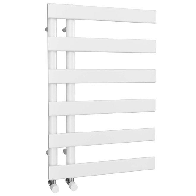 White Nevo Offset Heated Towel Rail