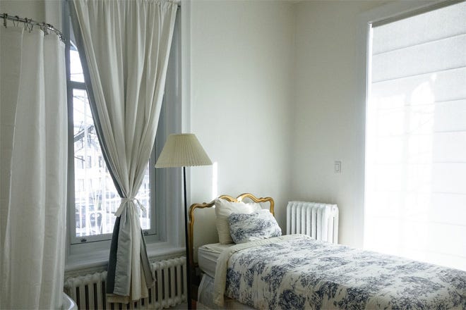 A white room with white column radiators