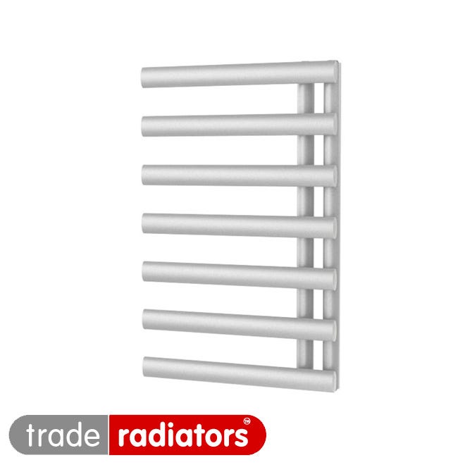 Saturn Offset White Heated Towel Rail. Excellent dimensions for a small bathroom with limited wall space.