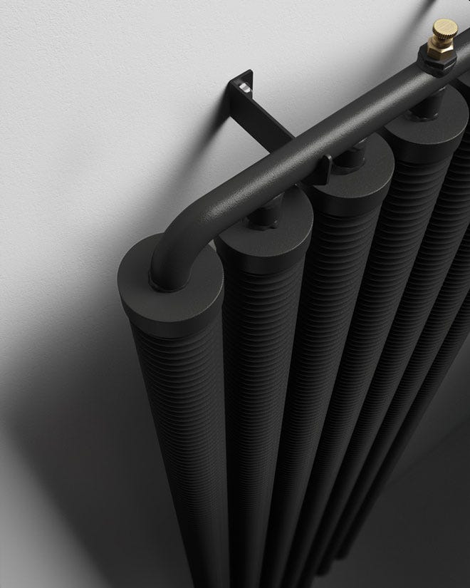 Close up of a Trade Direct Ribbon Designer Radiator in Black