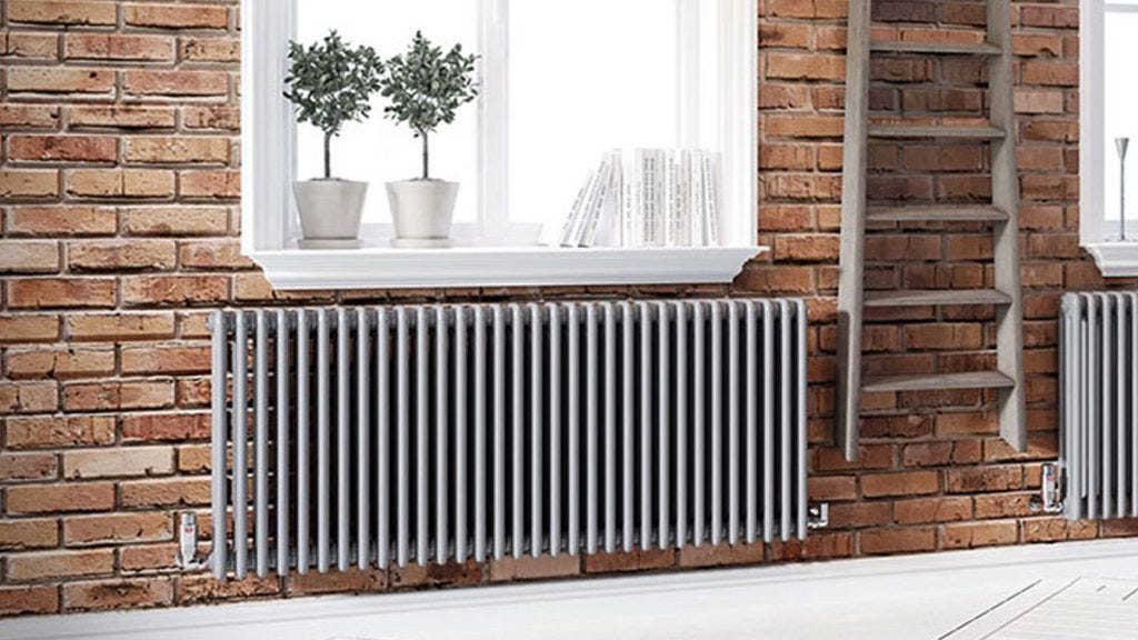 A column radiator under a window