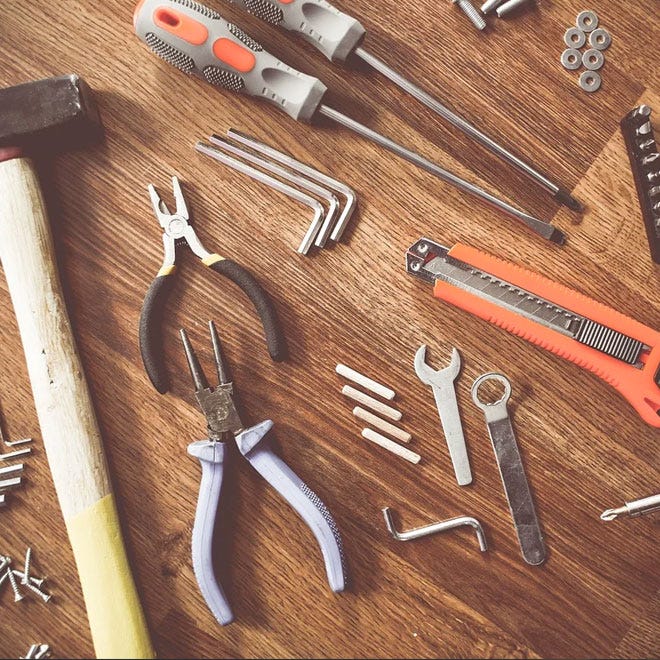 A selection of tools for maintenance or DIY