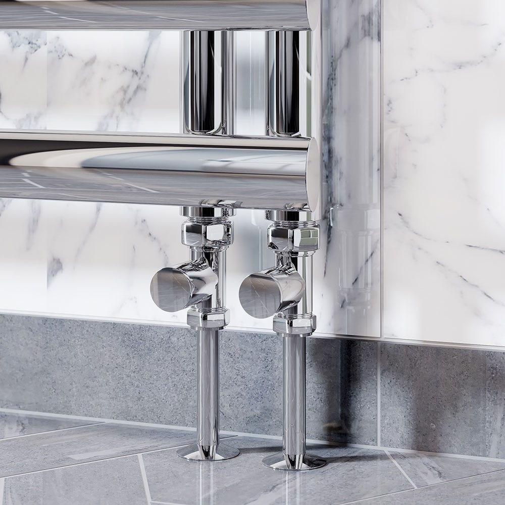 A straight chrome thermostatic radiator valve
