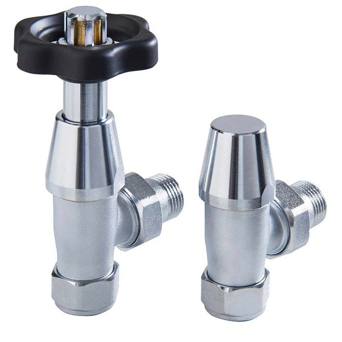 A traditional brass thermostatic radiator valve