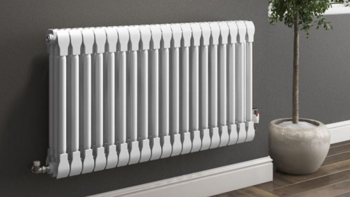 White horizontal aluminium radiator