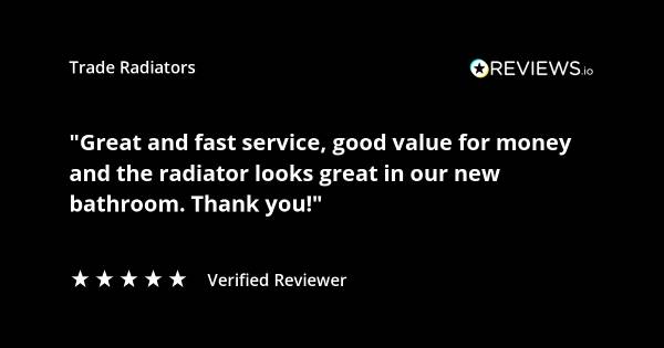 Trade Radiators customer radiator review. "Great and fast service, good value for money and the radiator looks great in our new bathroom. Thank you!" Rated 5 stars.