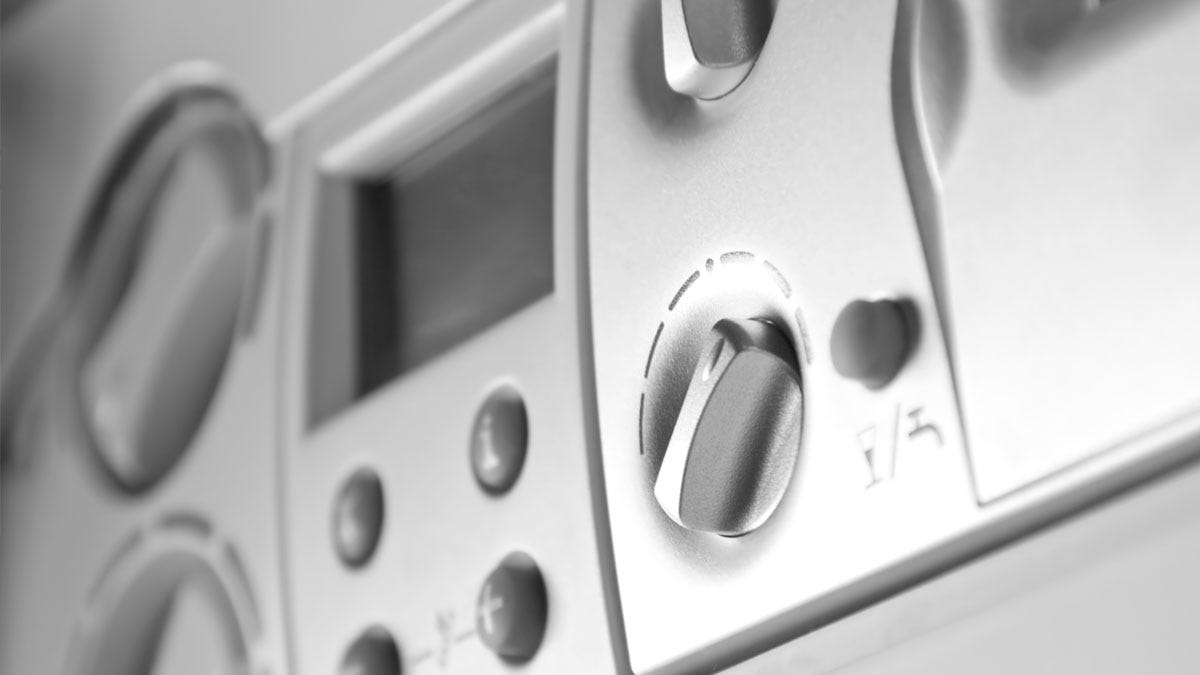 The heating controls on a gas-fired boiler