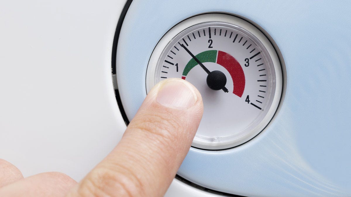 A boiler pressure gauge reading 1.5