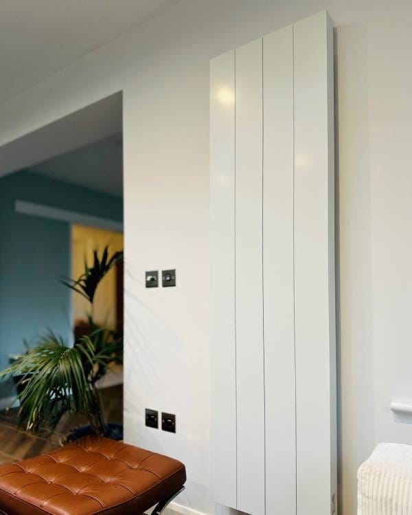 DQ Vela, Designer Vertical Programmable Electric Radiator, White, 1800mm x 488mm