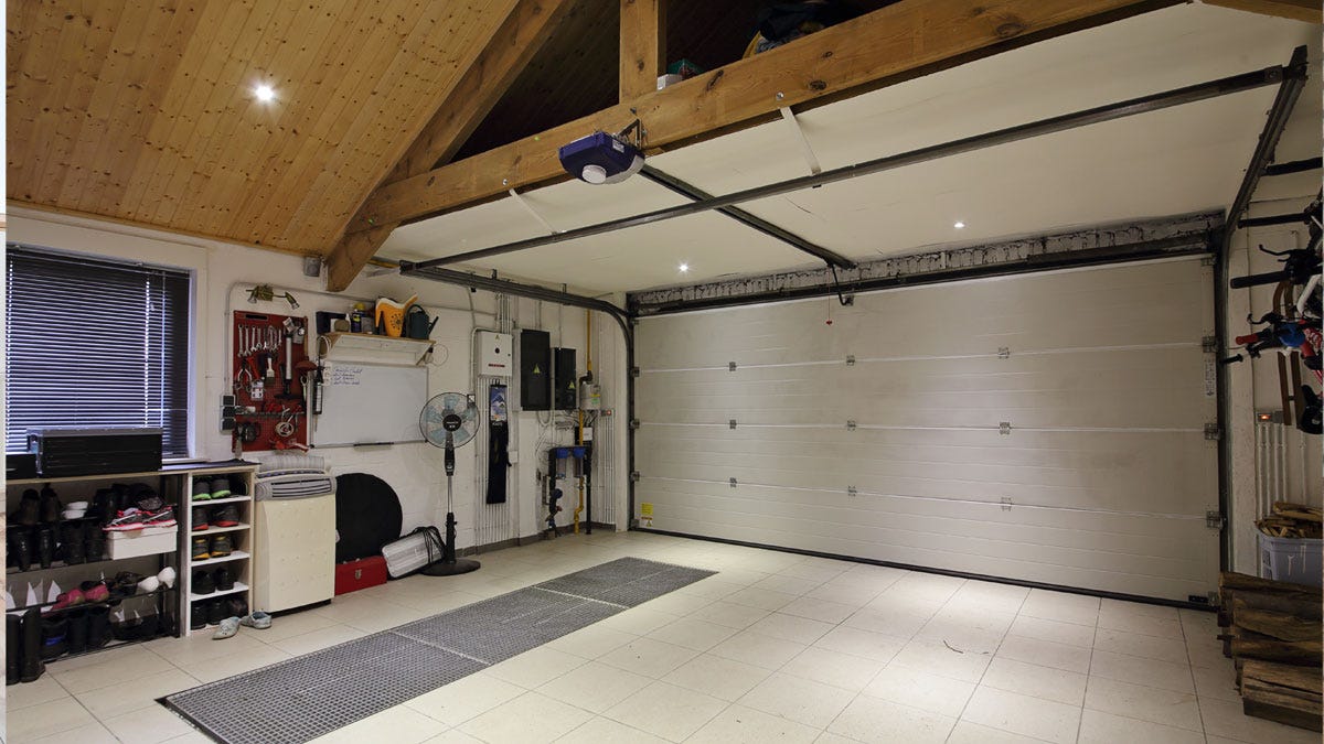 The inside of a residential garage