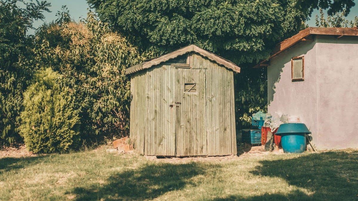 A shed in a back garden