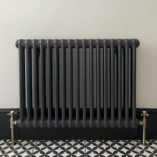 Apollo Roma, 2 Column Horizontal Radiator, Matt Anthracite, 600mm x 812mm