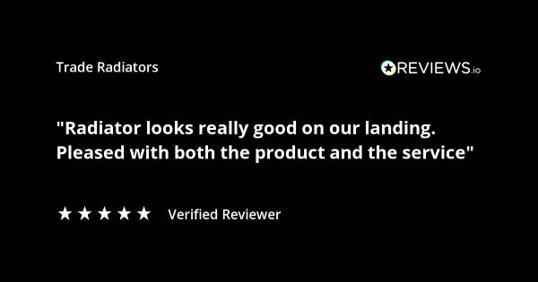 Trade Radiators customer radiator review. "Radiator looks really good on our landing. Please with both the product and the service." Rated 5 stars.
