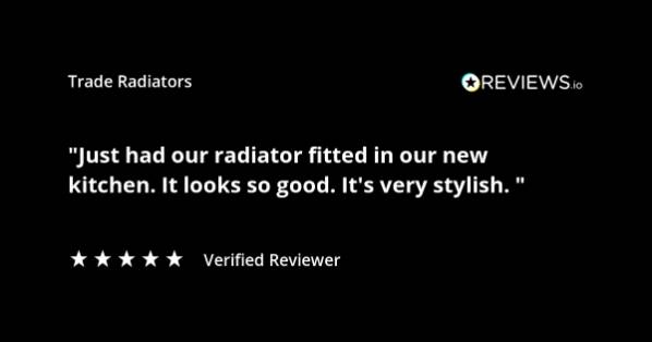 Trade Radiators customer radiator review. "Just had our radiator fitted in our new kitchen. It looks so good. It's very stylish." Rated 5 stars.
